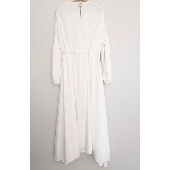 NWT Jil Sander Maxi Dress White Sheer Tie Waist DE 38 US 8 Med Designer Elegant - Picture 4 of 12